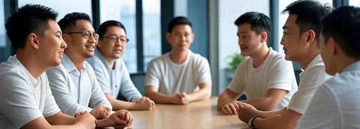 The Regulix team conducting a technical discussion on China regulatory compliance in the office